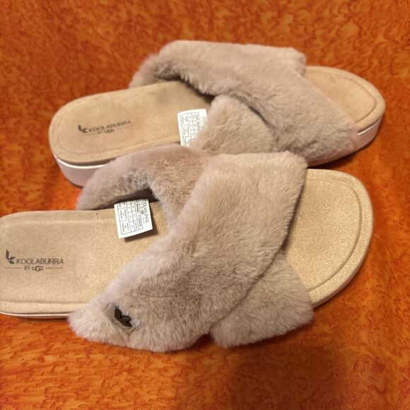 NEW KOOLABURRA BY UGG TAN BALLIA FAUX FUR SLIPPER Size 10 - Picture 4 of 7